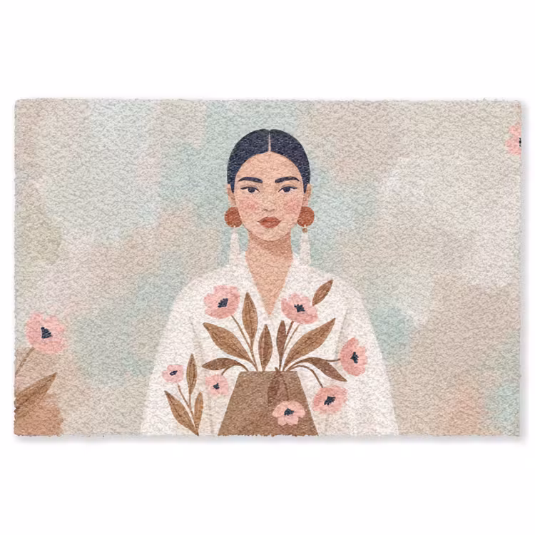 Vrouw - Kimono - Pastel Vloerkleed Rechthoek klein -3d