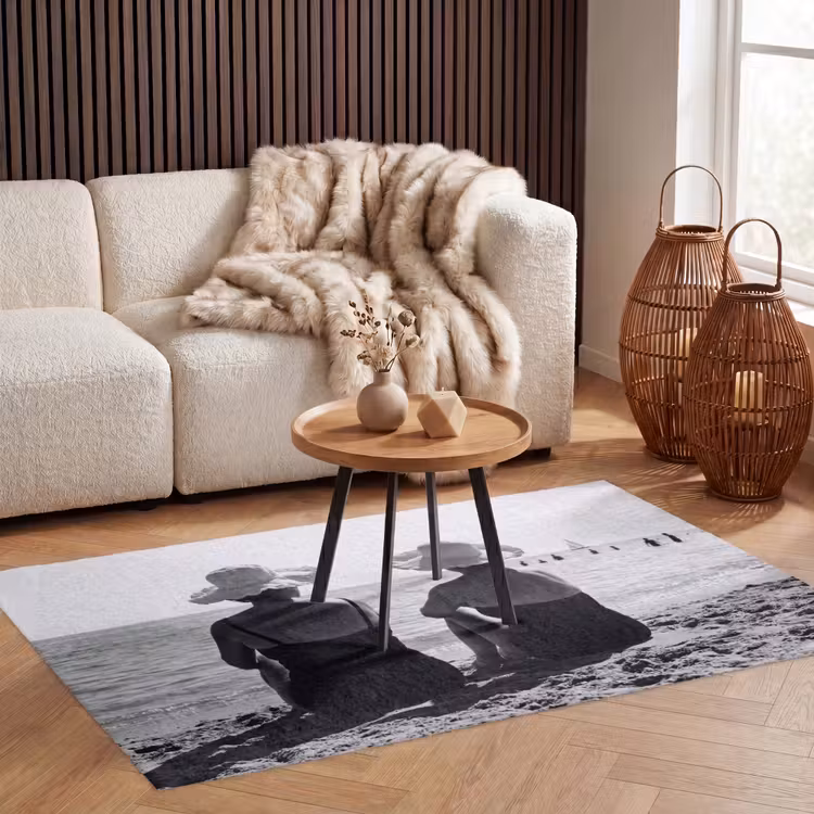 Frauen - Sonnenhut - Strand - Schwarz - Weiß Vloerkleed Rechthoek klein -atmosphere_sfeer2_global