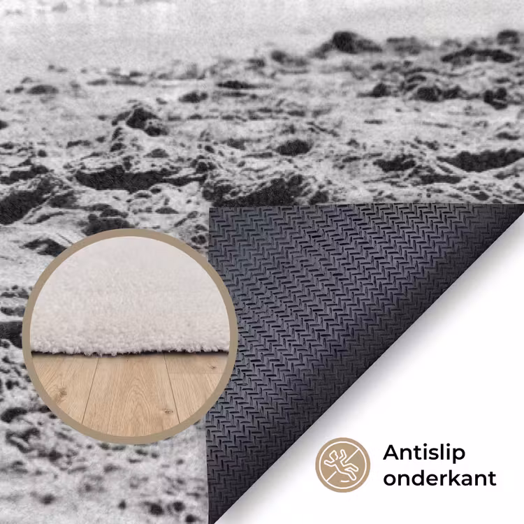 Frauen - Sonnenhut - Strand - Schwarz - Weiß Vloerkleed Rechthoek klein -uniquesellingpoint_antislip_NL