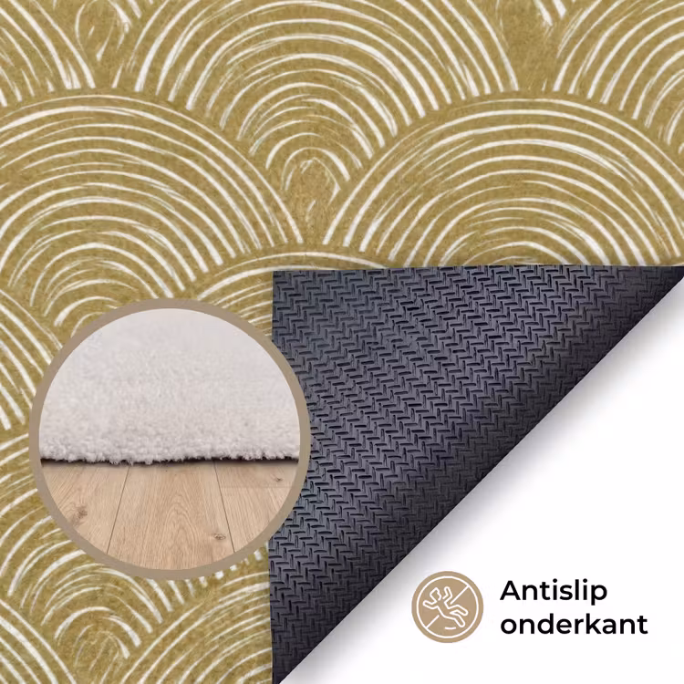 Waaier - Geometrisch - Groen Vloerkleed Rechthoek klein 1091 -uniquesellingpoint_antislip_NL_DE