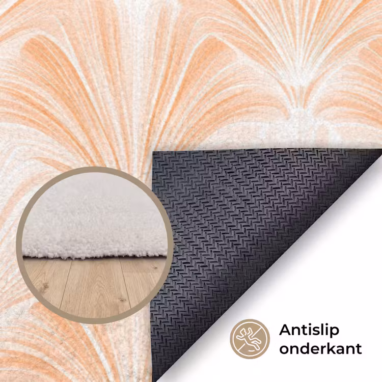 Waaier - Patroon - Perzik Vloerkleed Rechthoek klein 1091 -uniquesellingpoint_antislip_NL