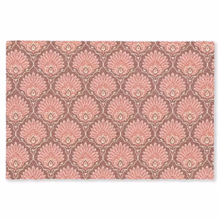 Waaiermotief - Patroon - Roze Vloerkleed Rechthoek klein -3d