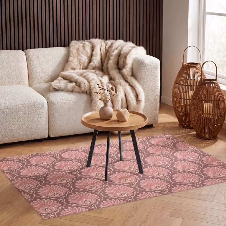 Waaiermotief - Patroon - Roze Vloerkleed Rechthoek klein -atmosphere_sfeer2_global