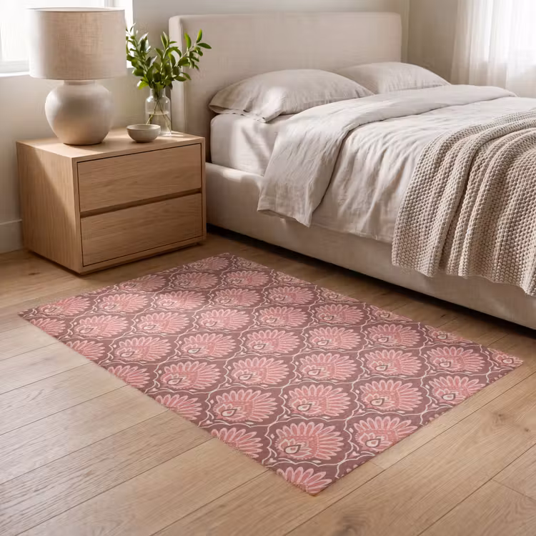 Waaiermotief - Patroon - Roze Vloerkleed Rechthoek klein -atmosphere_sfeer3_global