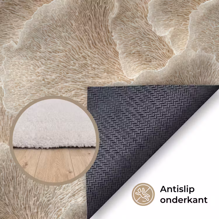 Waaierstructuren - Beige - Vezeltextuur Vloerkleed Rechthoek klein 1091 -uniquesellingpoint_antislip_NL_DE