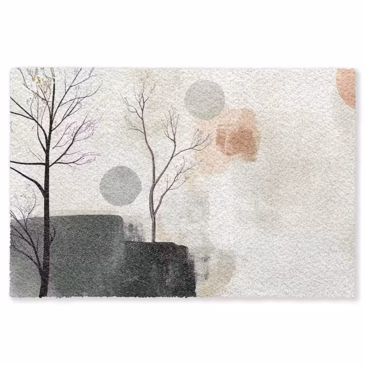 Wabi sabi - Beige - Plant Vloerkleed Rechthoek klein -3d