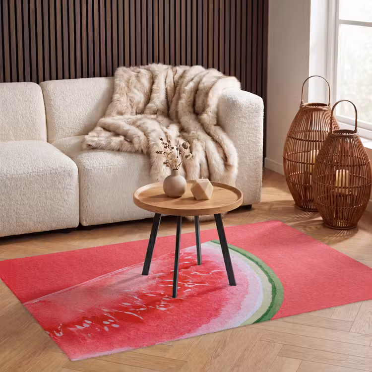 Watermeloen - Rood - Zomers Vloerkleed Rechthoek klein -atmosphere_sfeer2_global