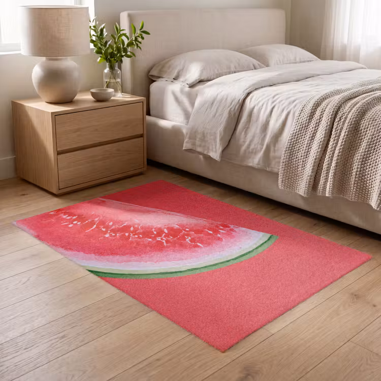 Watermeloen - Rood - Zomers Vloerkleed Rechthoek klein -atmosphere_sfeer3_global
