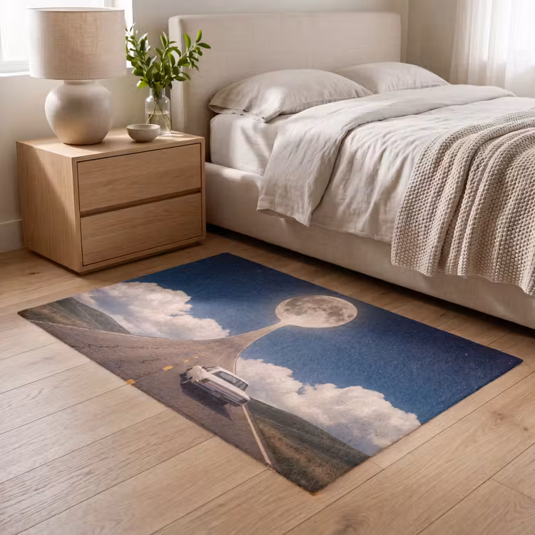 Vloerkleed - Weg - Maan - Nacht - Weg - Maan - Nacht Vloerkleed Rechthoek klein