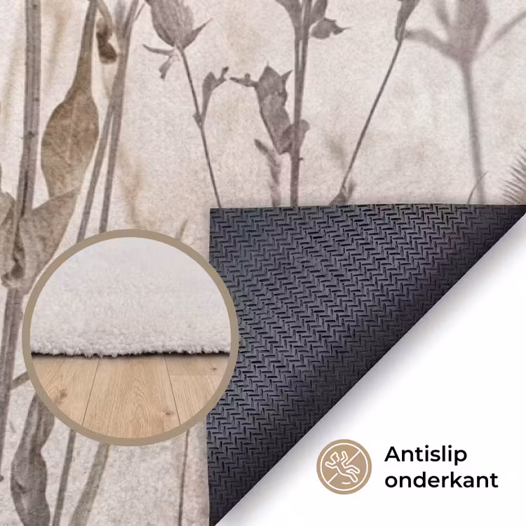 Weidebloemen - Design - Sepia Vloerkleed Rechthoek klein -uniquesellingpoint_antislip_NL