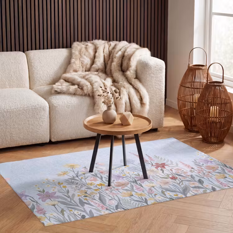 Weidebloemen - Illustratie - Kleurrijk Vloerkleed Rechthoek klein -atmosphere_sfeer2_global