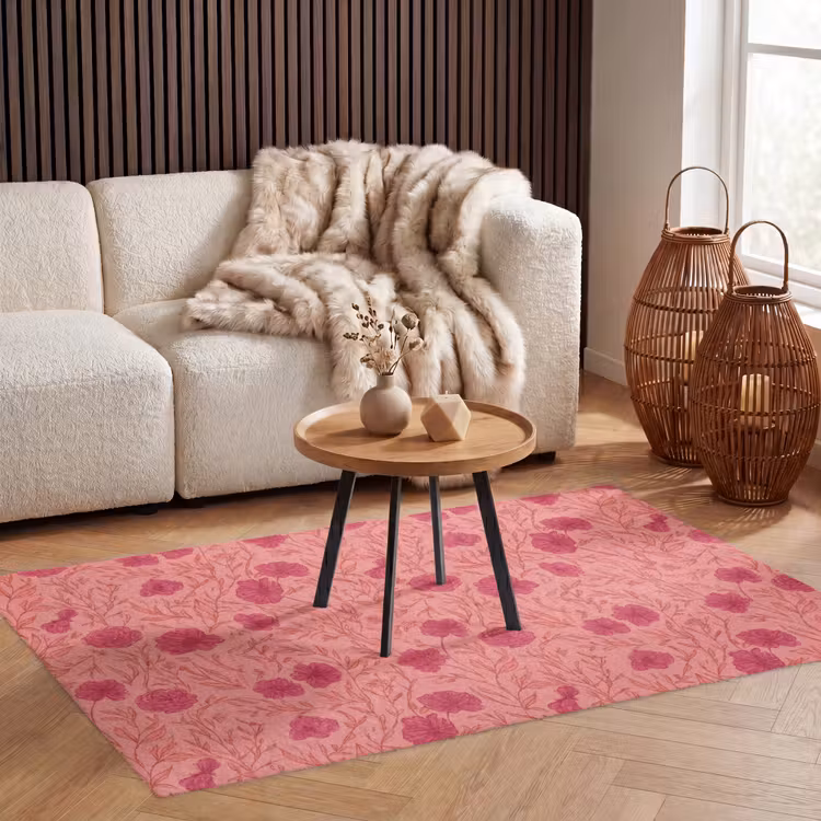 Weidebloemen - Romantisch - Roze Vloerkleed Rechthoek klein 1091 -atmosphere_sfeer2_global