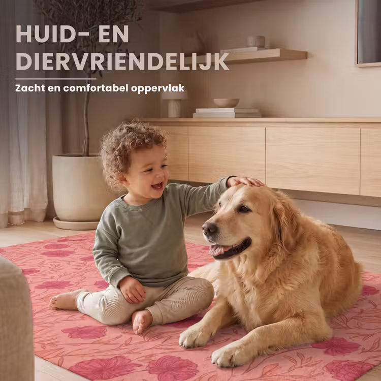 Weidebloemen - Romantisch - Roze Vloerkleed Rechthoek klein 1091 -uniquesellingpoint_zacht_NL