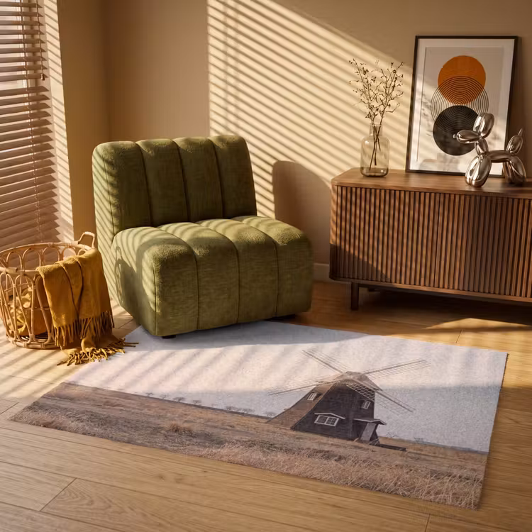 Windmolens - Landschap - Veld Vloerkleed Rechthoek klein -atmosphere_sfeer1_global