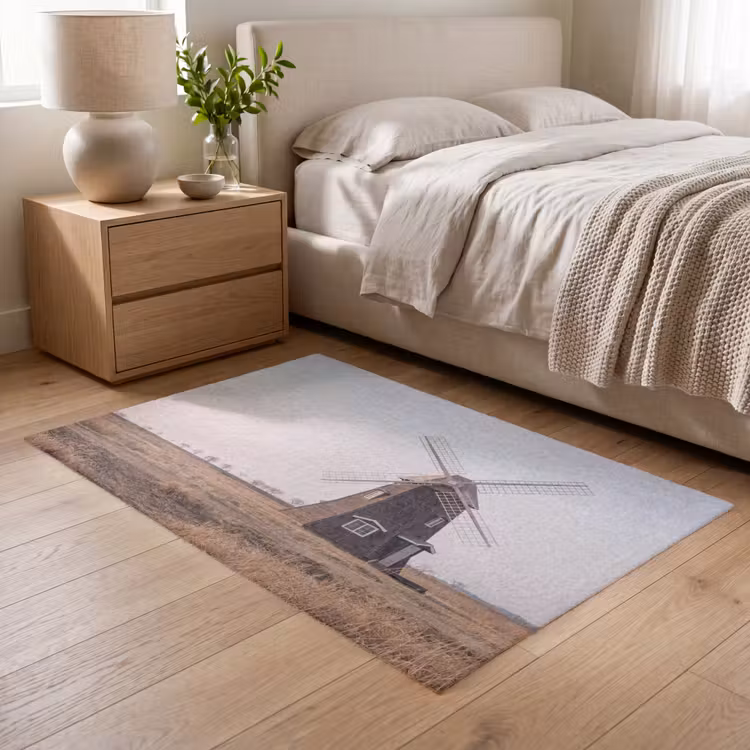 Windmolens - Landschap - Veld Vloerkleed Rechthoek klein -atmosphere_sfeer3_global