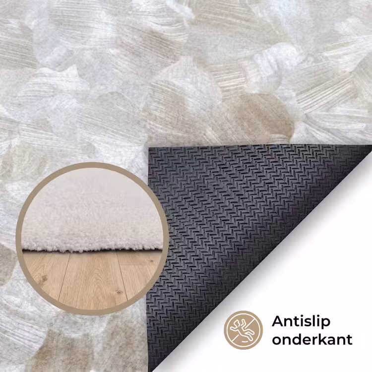 Wit - Penseelstreken - Reliëfeffect Vloerkleed Rechthoek klein 1091 -uniquesellingpoint_antislip_NL_DE