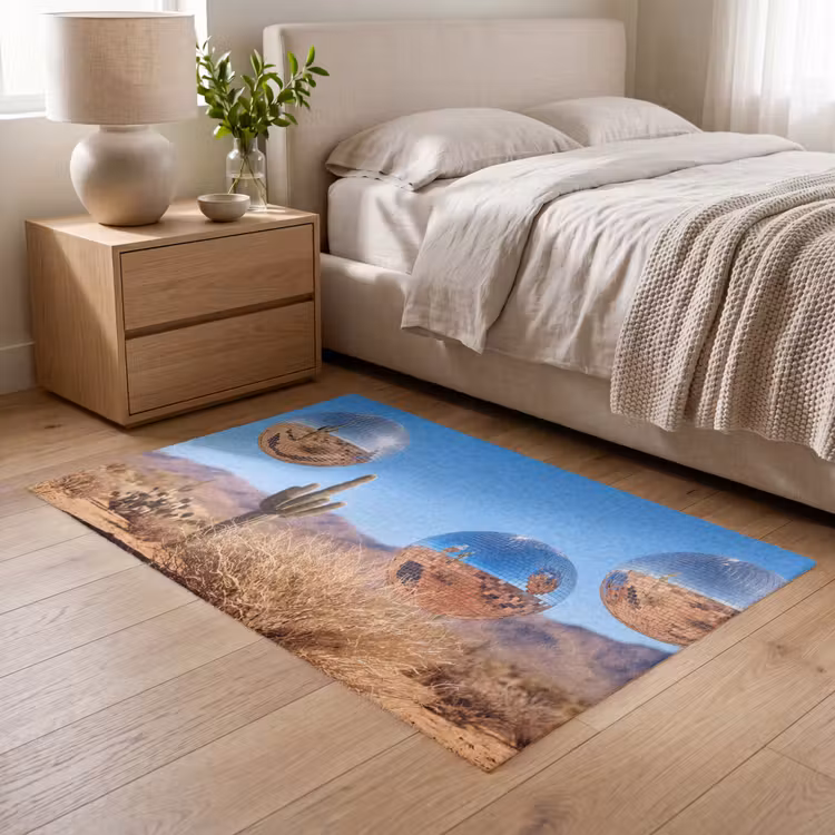 Vloerkleed - Woestijn - Spiegelbal - Kunst - Woestijn - Spiegelbal - Kunst Vloerkleed Rechthoek klein