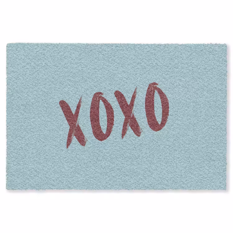 XOXO - Blauw - Rood Vloerkleed Rechthoek klein -3d
