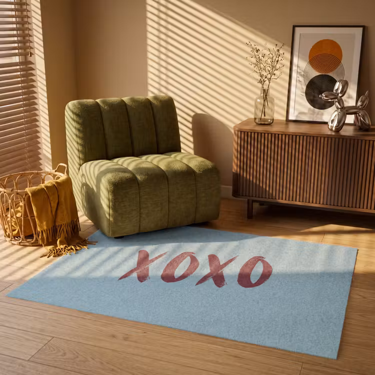 XOXO - Blauw - Rood Vloerkleed Rechthoek klein -atmosphere_sfeer1_global