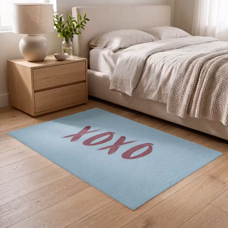 XOXO - Blauw - Rood Vloerkleed Rechthoek klein -atmosphere_sfeer3_global