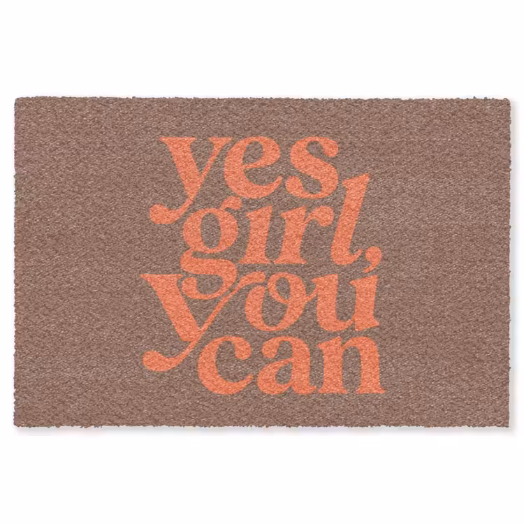 Yes girl you can - Oranje - Bruin Vloerkleed Rechthoek klein -3d