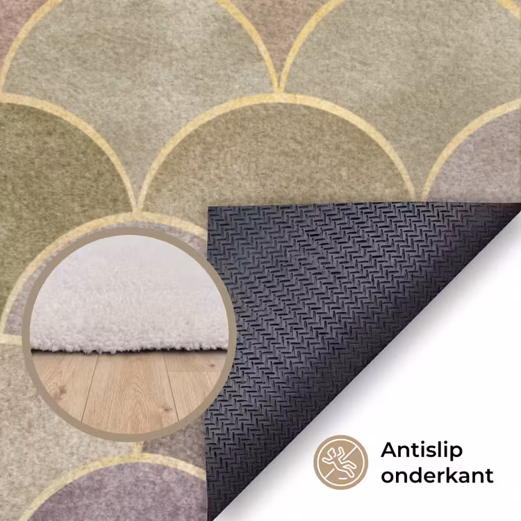 Zacht - Goud - Kleurrijk Vloerkleed Rechthoek klein 1091 -uniquesellingpoint_antislip_NL_DE