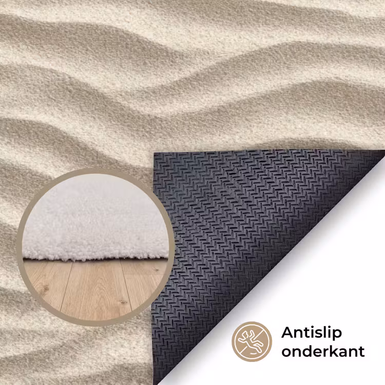 Zand - Golven - Beige Vloerkleed Rechthoek klein 1091 -uniquesellingpoint_antislip_NL