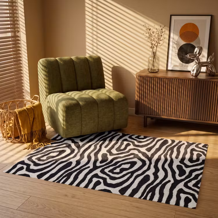 Zebra - Zwart - Abstract Vloerkleed Rechthoek klein 1091 -atmosphere_sfeer1_global
