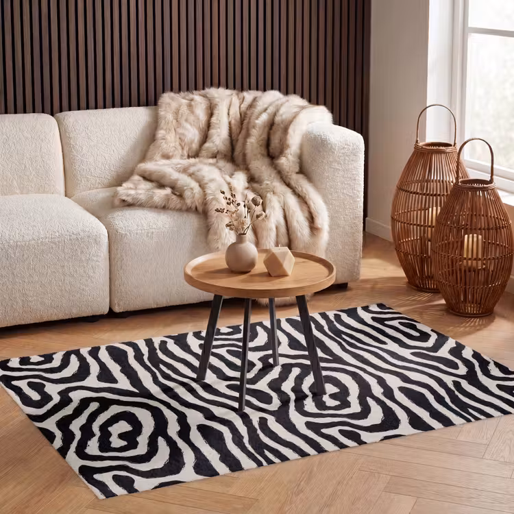 Zebra - Zwart - Abstract Vloerkleed Rechthoek klein 1091 -atmosphere_sfeer2_global