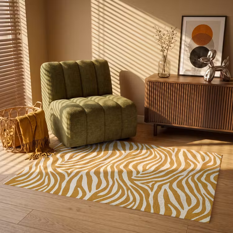 Zebra - Klassiek - Oker - Geel Vloerkleed Rechthoek klein 1091 -atmosphere_sfeer1_global