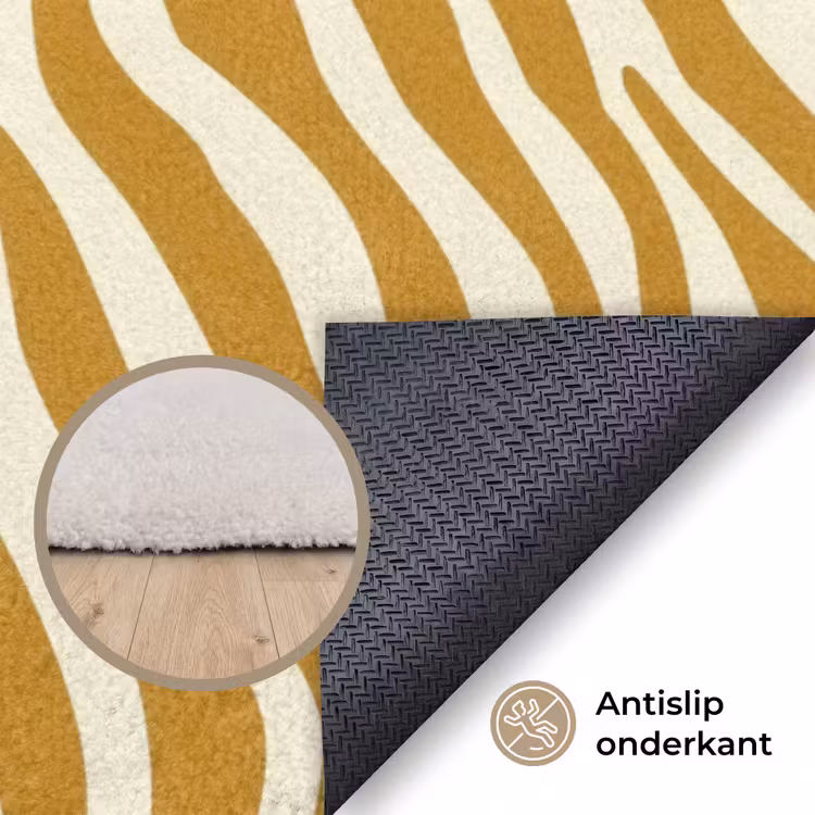 Zebra - Klassiek - Oker - Geel Vloerkleed Rechthoek klein 1091 -uniquesellingpoint_antislip_NL_DE