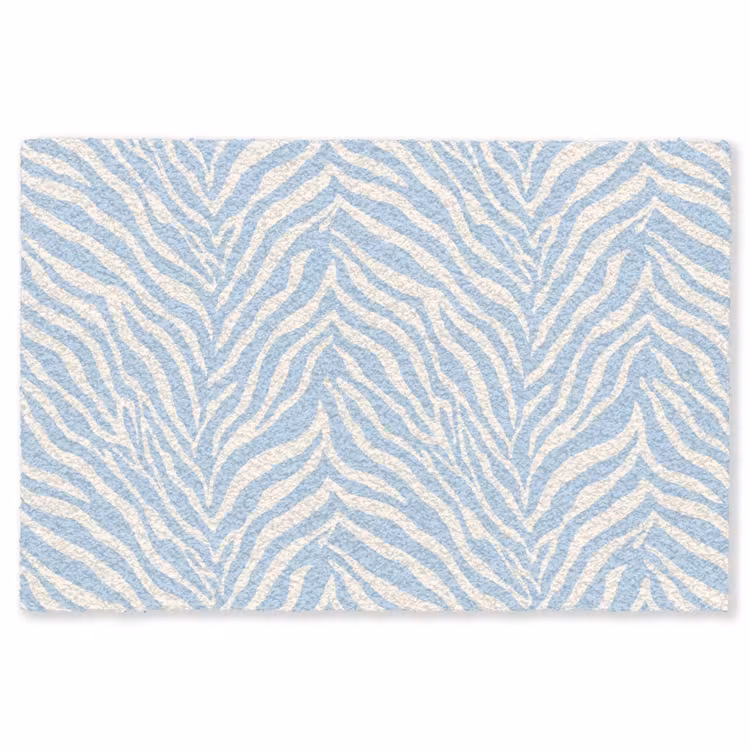 Zebra - Motief - Blauw - Wit Vloerkleed Rechthoek klein 1091 -3d