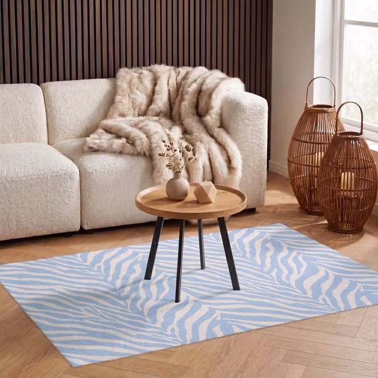 Zebra - Motief - Blauw - Wit Vloerkleed Rechthoek klein 1091 -atmosphere_sfeer2_global