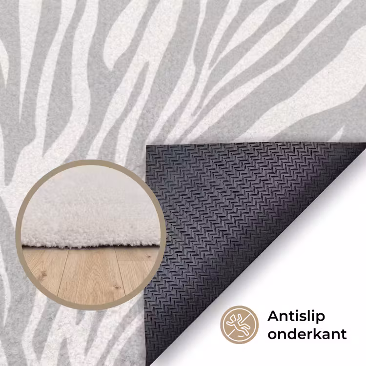 Zebra - Motief - Grijs Vloerkleed Rechthoek klein 1091 -uniquesellingpoint_antislip_NL_DE