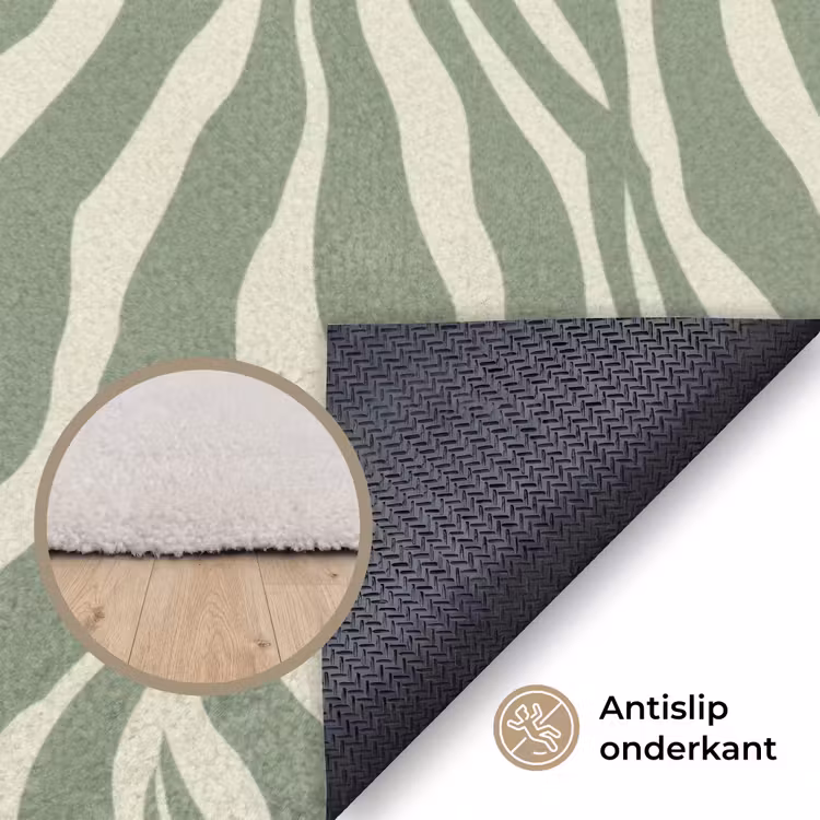 Zebra - Motief - Groen Vloerkleed Rechthoek klein 1091 -uniquesellingpoint_antislip_NL