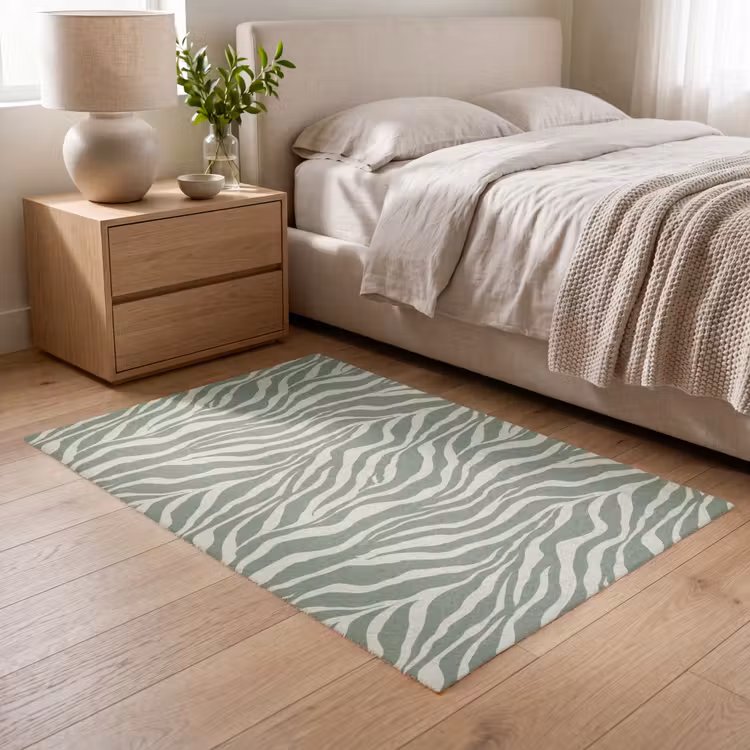 Zebra - Motief - Groen Vloerkleed Rechthoek klein 1091 -atmosphere_sfeer3_global