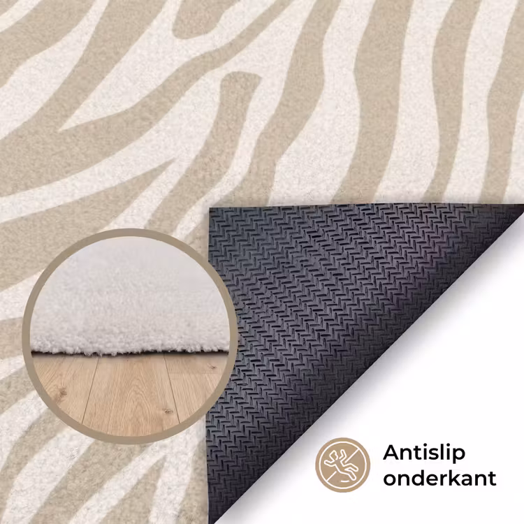 Zebra - Patroon - Beige Vloerkleed Rechthoek klein 1091 -uniquesellingpoint_antislip_NL