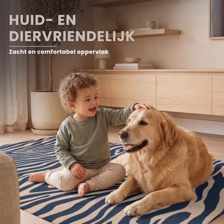 Zebra - Patroon - Blauw - Beige Vloerkleed Rechthoek klein 1091 -uniquesellingpoint_USP_zachtNL_DE