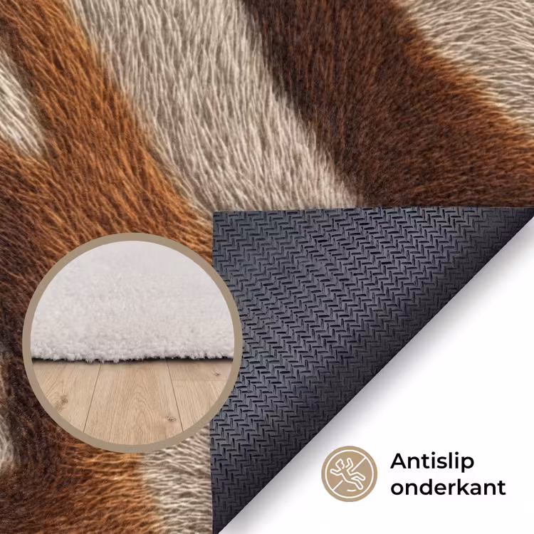 Zebra - Patroon - Bruin Vloerkleed Rechthoek klein 1091 -uniquesellingpoint_antislip_NL_DE