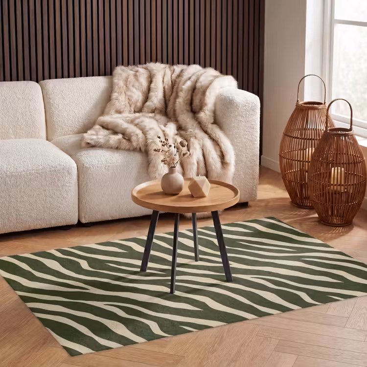 Zebra - Patroon - Groen Vloerkleed Rechthoek klein 1091 -atmosphere_sfeer2_global