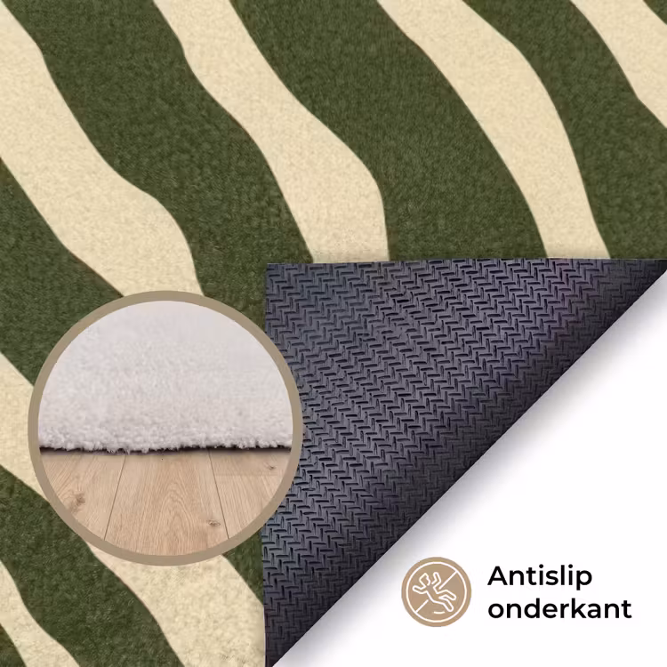 Zebra - Patroon - Groen Vloerkleed Rechthoek klein 1091 -uniquesellingpoint_antislip_NL_DE