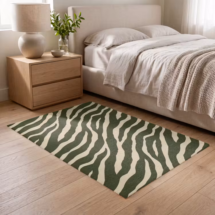 Zebra - Patroon - Groen Vloerkleed Rechthoek klein 1091 -atmosphere_sfeer3_global