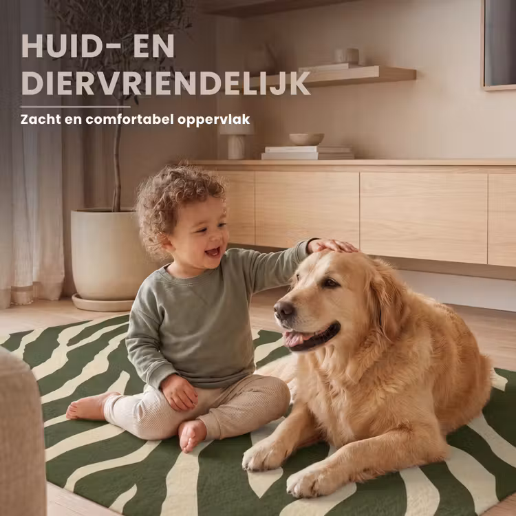 Zebra - Patroon - Groen Vloerkleed Rechthoek klein 1091 -uniquesellingpoint_zacht_NL