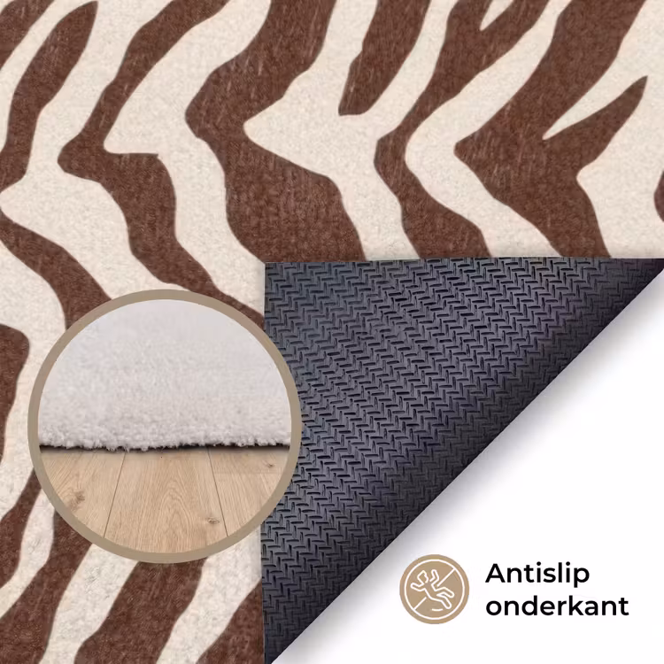 Zebra - Patroon - Zwart - Wit Vloerkleed Rechthoek klein 1091 -uniquesellingpoint_antislip_NL_DE