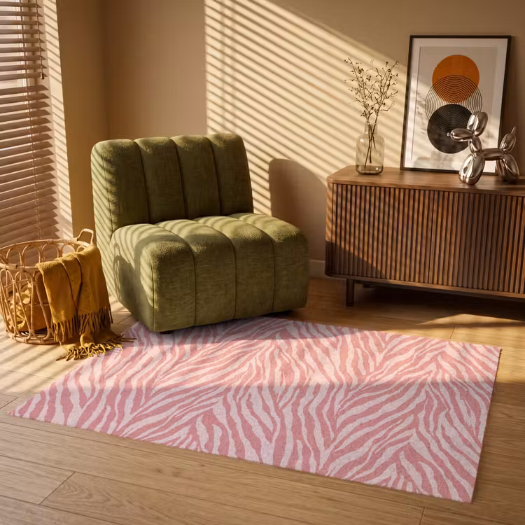 Zebra - Print - Roze Vloerkleed Rechthoek klein 1091 -atmosphere_sfeer1_global