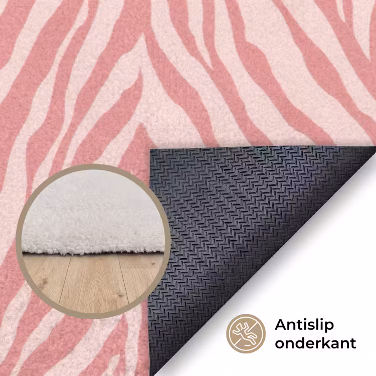 Zebra - Print - Roze Vloerkleed Rechthoek klein 1091 -uniquesellingpoint_antislip_NL_DE