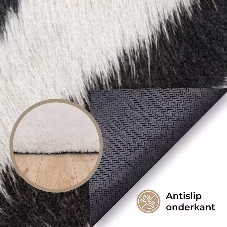 Zebra - Vacht - Klassiek - Zwart - Wit Vloerkleed Rechthoek klein -uniquesellingpoint_antislip_NL_DE