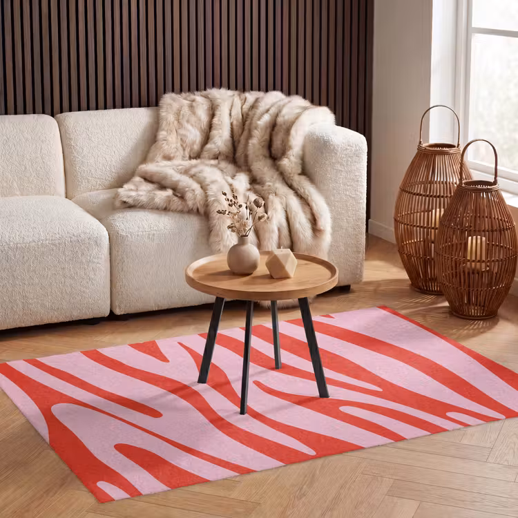 Zebraprint - Roze - Rood - Dierenprint Vloerkleed Rechthoek klein -atmosphere_sfeer2_global
