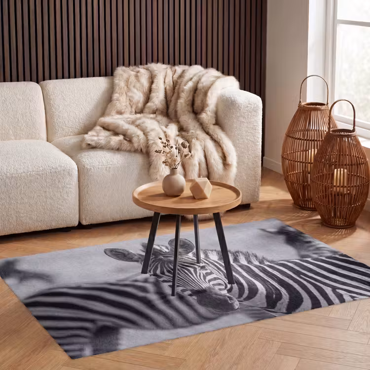 Zebra's - Zwart - Wit Vloerkleed Rechthoek klein -atmosphere_sfeer2_global
