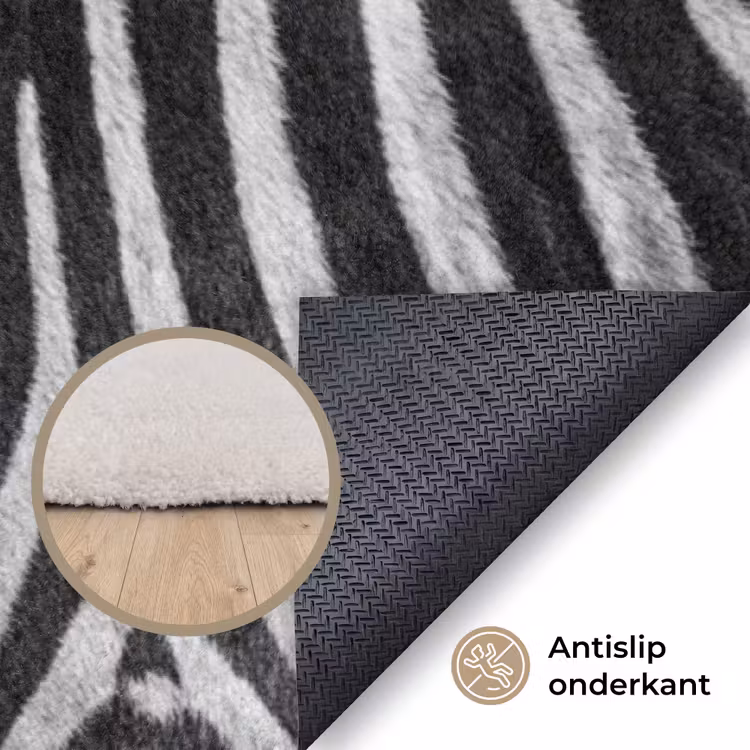 Zebra's - Zwart - Wit Vloerkleed Rechthoek klein -uniquesellingpoint_antislip_NL_DE